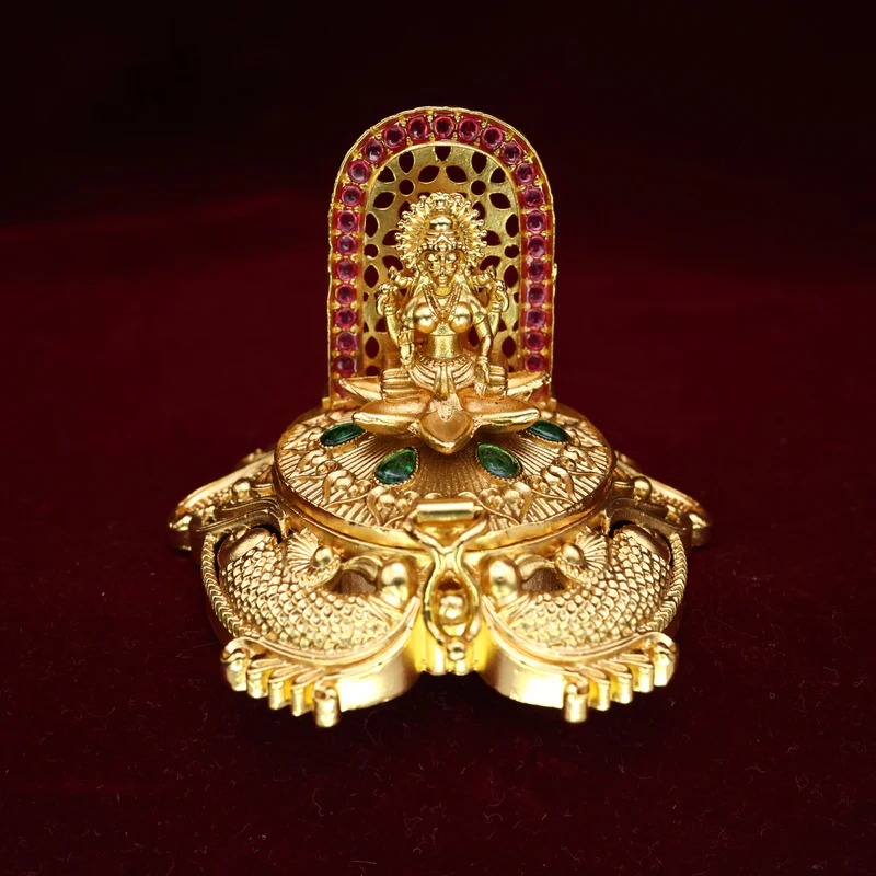 Antique Premium Lakshmi Devi with Peacock Kumkum Box